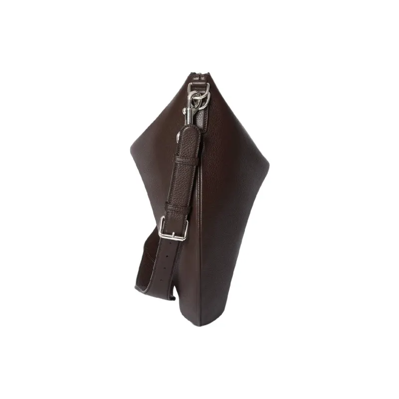 GUCCI Grain Leather Shoulder Bag Tubas Men's Dark Brown-2