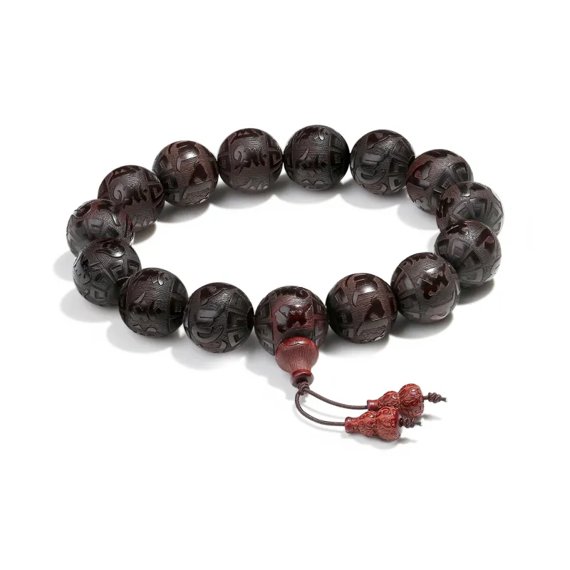 PUTUOSHANWENCHUANG Small Leaf Red Sandalwood Bracelets Unisex-1