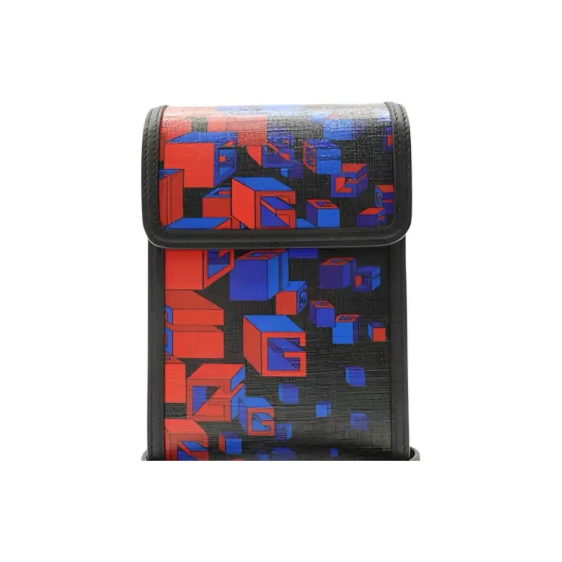 GUCCI Canvas With Leather One Shoulder Crossbody Cell Phone Pouch Men's Black/Blue/Red-1