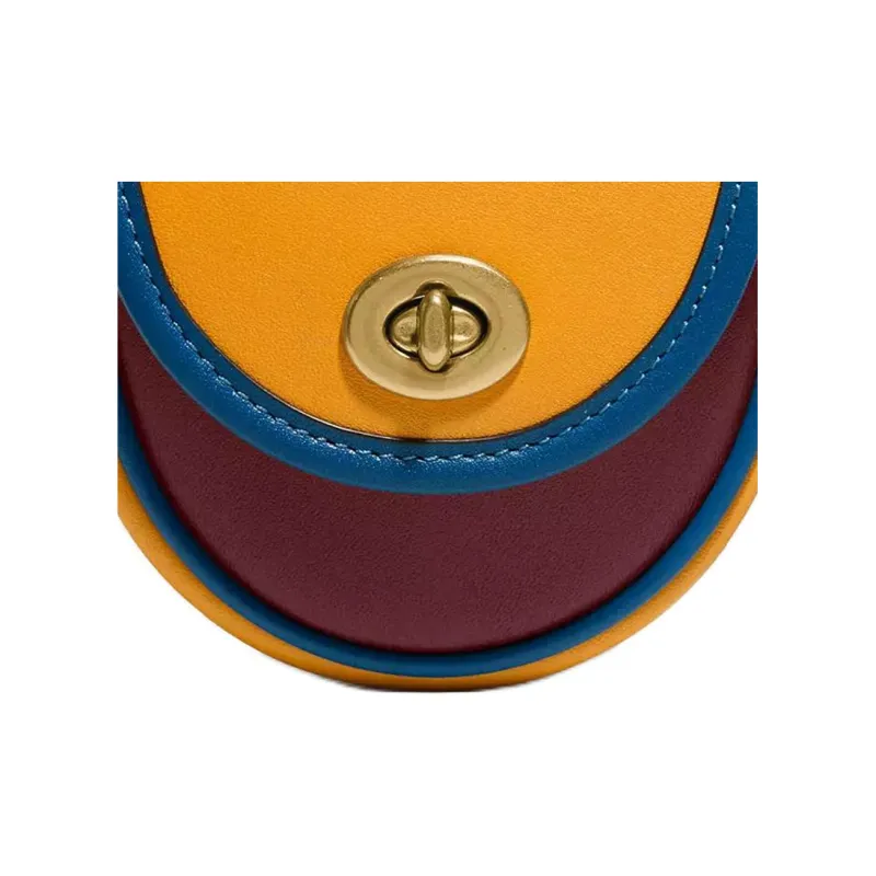 COACH Leather Coin Purse Mini Women's Yellow & Blue Purple-5