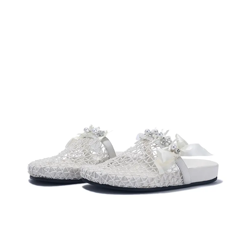 BELLALILY Rubber Sole Woven Slip Resistant Wrap toe Slippers Women's-2