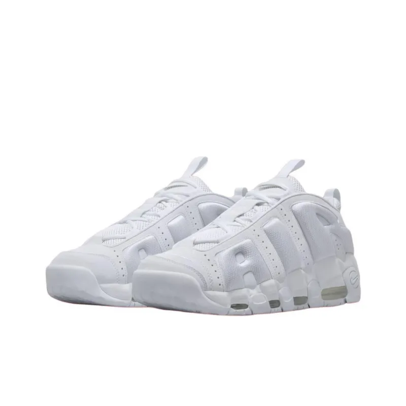 Nike Air More Uptempo Anti Slip Wear Resistant Low Top Vintage Basketball Shoes Men's White-1