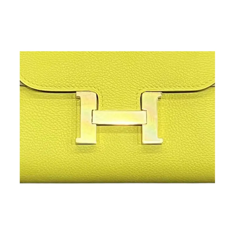 HERMES Constance Slim Evercolor Calfskin Wallet Card Holder Coin Purse Women's 9R Lime Lemon-2