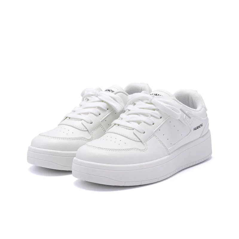HUANQIU Coverage Wear-Resistance Balance Low-Top Skateboard Shoes Women's White-2