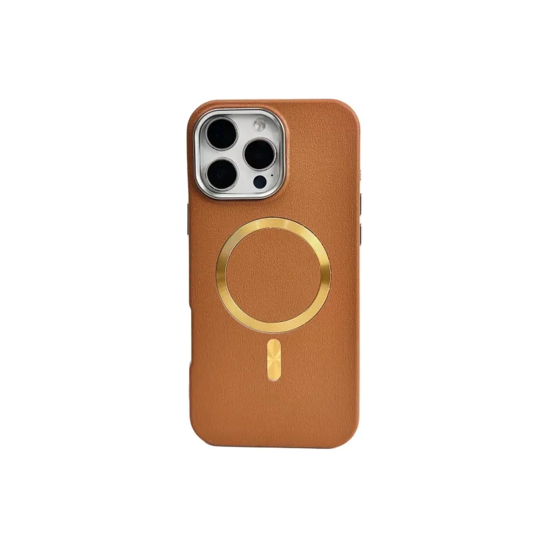 Sopi Leather Material Leather CD Pattern Magnetic Phone Cases Compatible With IPhone 16/15 Pro Max/Apple 13/14 Pro/Max-9
