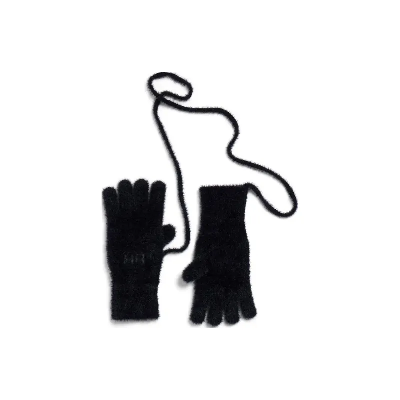Balenciaga Wool Polyamide Knit Gloves Women's Black-1