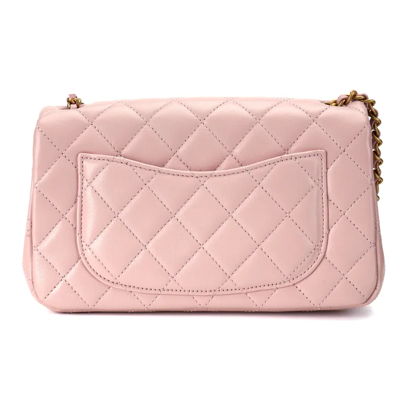 CHANEL Classic Flap CF Sheepskin Shoulder Bag, Crossbody Bag Mini Women's Pink-2