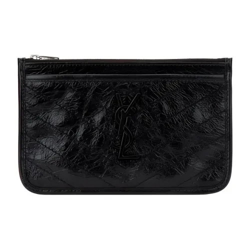 SAINT LAURENT Niki Calfskin Clutch Women's Black