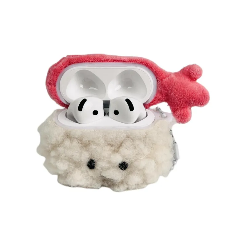 Sopi Compatibility With Apple AirPods 4/2/3/4th Generation/AirPods Pro/Pro 2 Plush Sweet Shrimp Sushi Headphone Cases-1