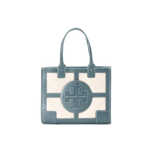 TORY BURCH Ella Fabric With Cow Leather Tote Bag, Shopping Bag, Shoulder Bag, Handbag Mini Women's Brunner Blue