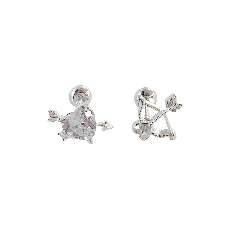 EAR PARTNER 925 Sterling Silver With Zircon Stud Earrings Women's-3