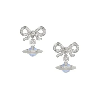 Vivienne Westwood Crystal Recycled Silver Saturn Stud Earrings Women's Silver/Blue