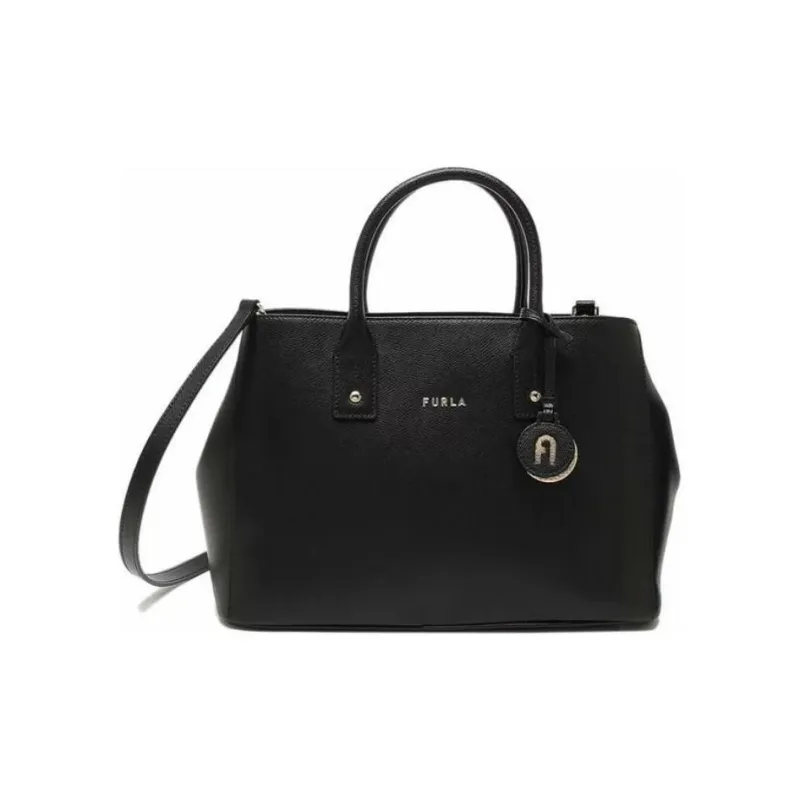 Furla Linda Leather Tote Bag Shopping Bag Handbag Small Size Women's Black-1