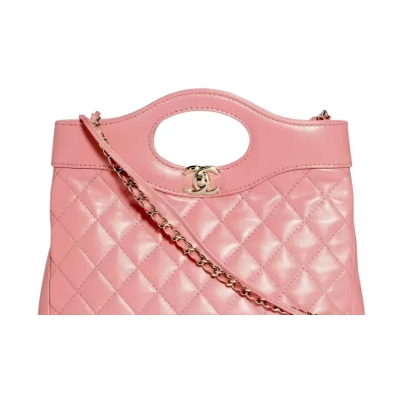 CHANEL Shiny Lambskin & Metal Shoulder Bag, Crossbody Bag, Handbag Women's Pink-1