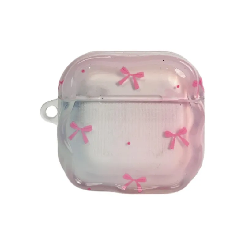 Sopi Compatibility With Apple AirPods 4/2/3/4th Generation/AirPods Pro/Pro 2 TPU Gradient Pink Bowknot Headphone Cases-2