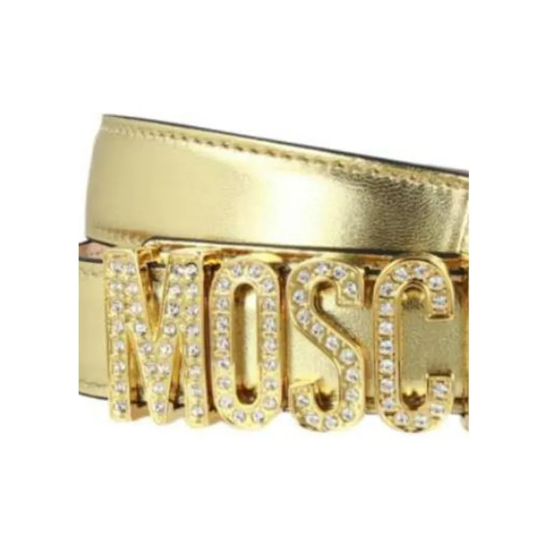 MOSCHINO Crystal Embellished Logo Lettering Belt-2