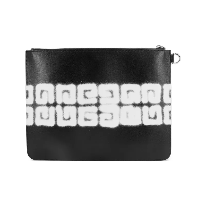 Givenchy Chito Collaboration 4G Smooth Calf Leather Zip Closure Clutch Men's Black-2