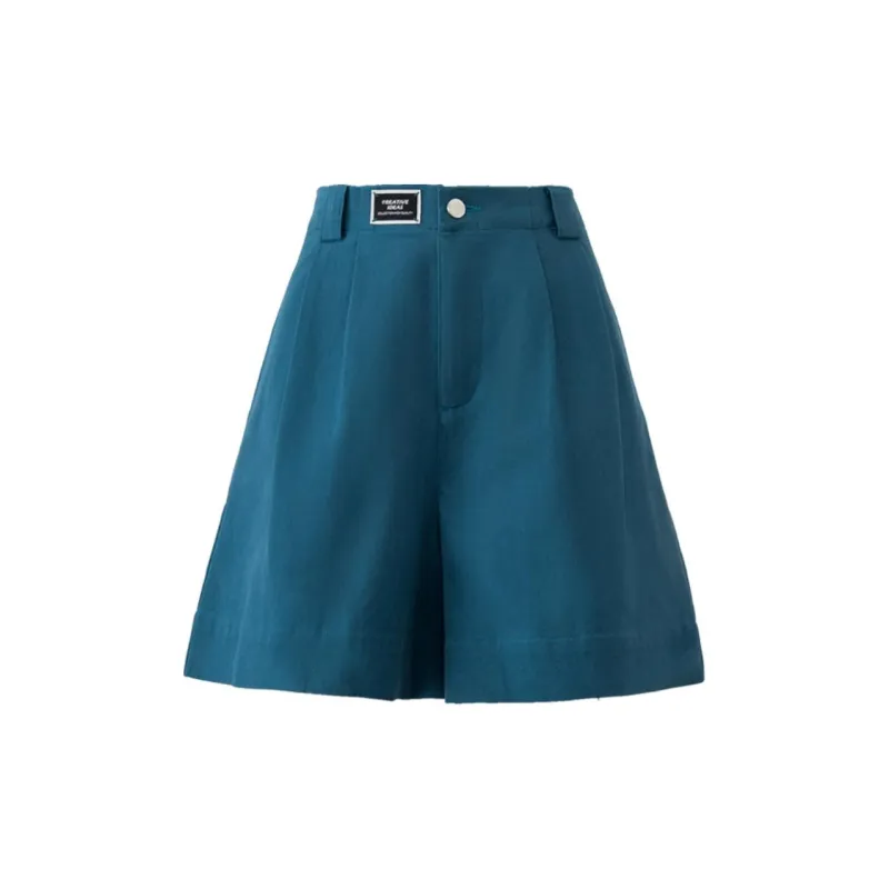 You Cow Me Pants Casual Shorts Women's Turkish Blue-3