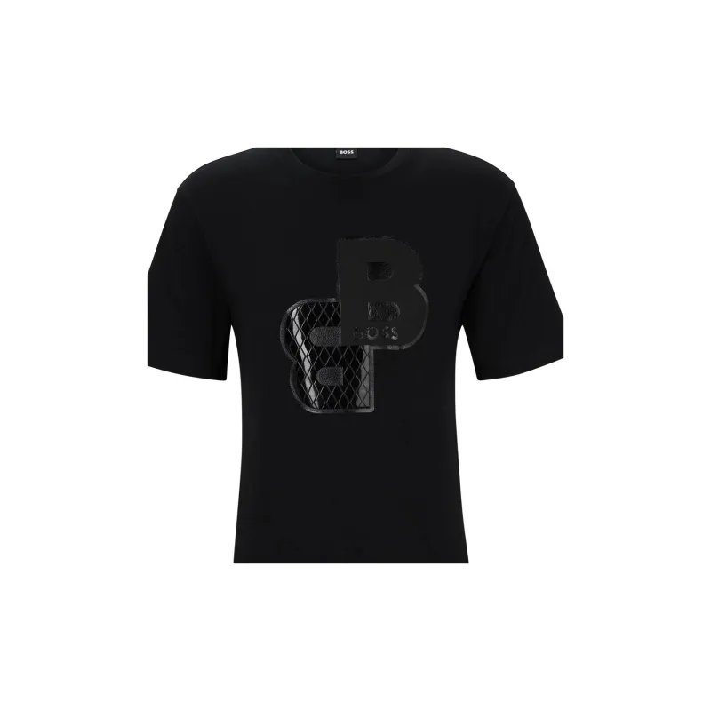 HUGO BOSS Crew Neck Short-Sleeved T-Shirts Men's Black-4