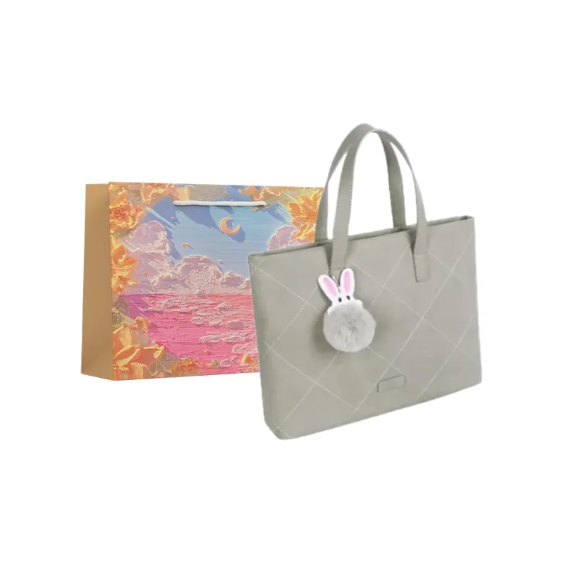 BRINCH PU Portable Laptop Bag Regular Women's Pink & Light Gray & Silver Gray & Beige-3