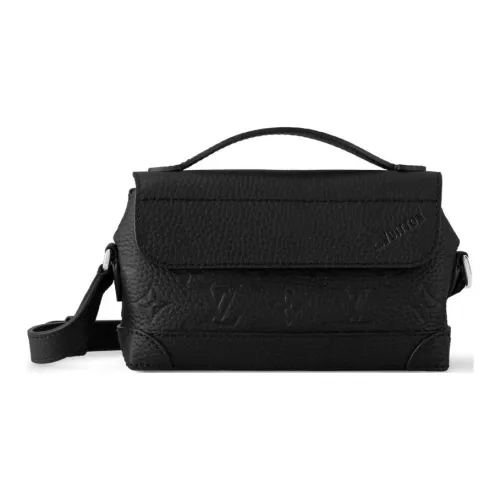 LOUIS VUITTON Steamer Taurillon Cow Leather Crossbody Handbag Mini Unisex Black