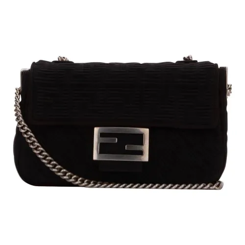 FENDI Baguette Fabric Portable Crossbody Bag Shoulder Bag Women's Black
