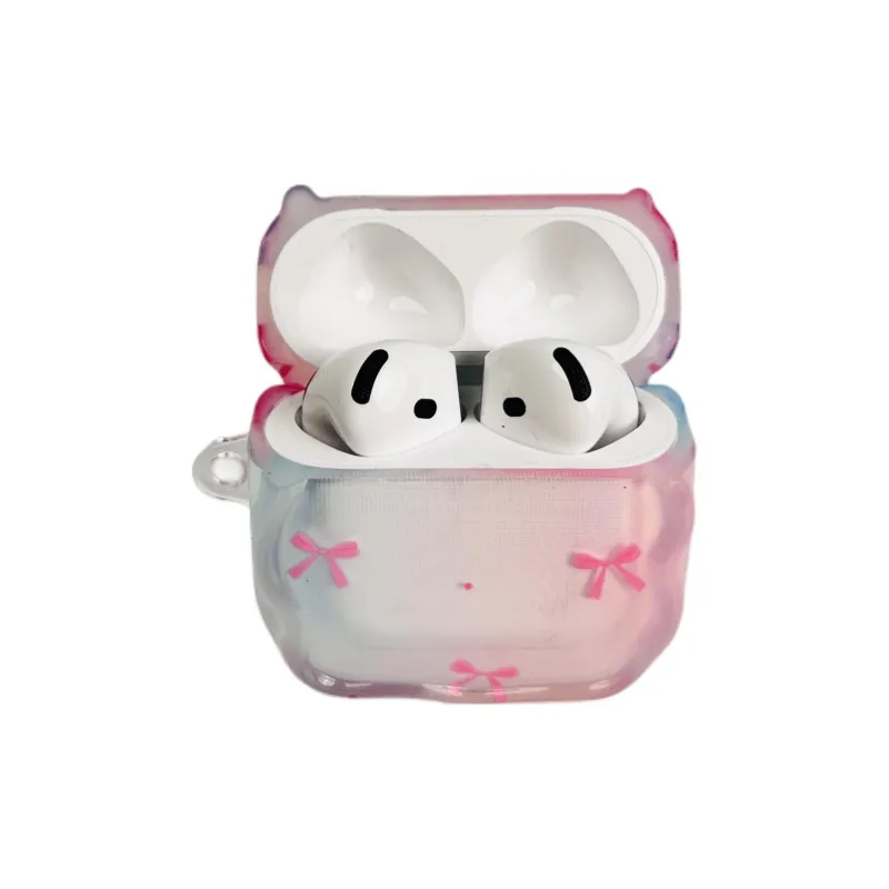 Sopi Compatibility With Apple AirPods 4/2/3/4th Generation/AirPods Pro/Pro 2 TPU Gradient Pink Bowknot Headphone Cases-3