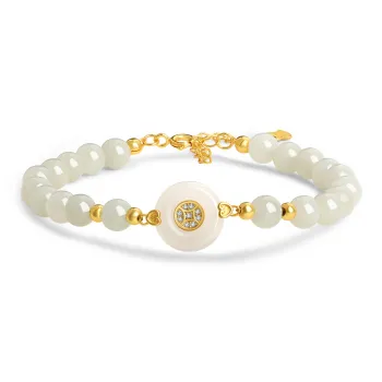 Lao Feng Xiang Hetian Jade Bracelets White Jade/Pale Greenish White Jade Women's