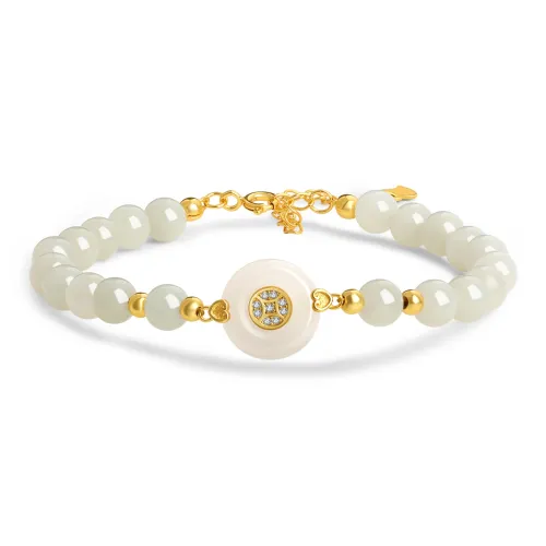 Lao Feng Xiang Hetian Jade Bracelets White Jade/Pale Greenish White Jade Women's