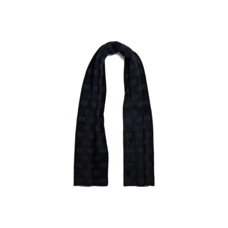 Balenciaga Wool Polyamide Knit Scarves Women's Black-1
