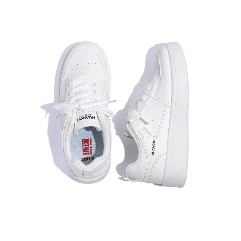 HUANQIU Coverage Wear-Resistance Balance Low-Top Skateboard Shoes Women's White-5