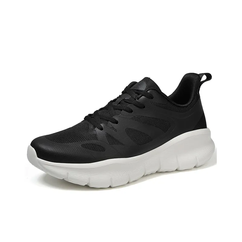 GORNORNIE Cushioning, Slip Resistant, And Abrasion Resistant Low Top Training Running Shoes Unisex Black White-1