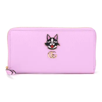 GUCCI Leather Wallet Women's Pink Purple