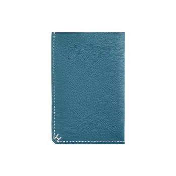 HERMES Evergrain Calfskin Card Holder Men's D2 NEW BLEU JEAN Denim Blue