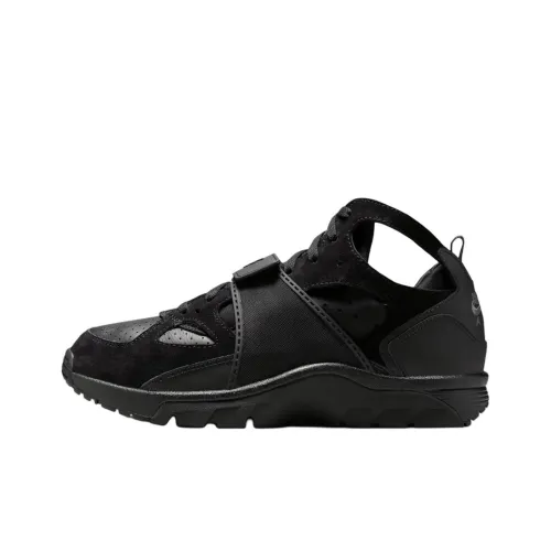 Nike Air Trainer Huarache Anti Slip Wear Resistant Mid Top Vintage Basketball Shoes Unisex Black