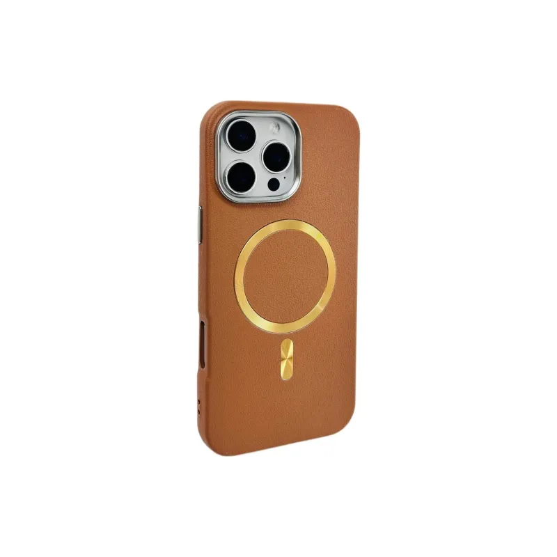 Sopi Leather Material Leather CD Pattern Magnetic Phone Cases Compatible With IPhone 16/15 Pro Max/Apple 13/14 Pro/Max-10