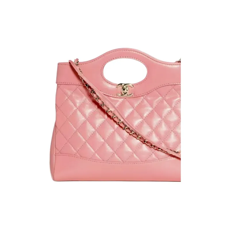 CHANEL Shiny Lambskin & Metal Shoulder Bag, Crossbody Bag, Handbag Women's Pink-2