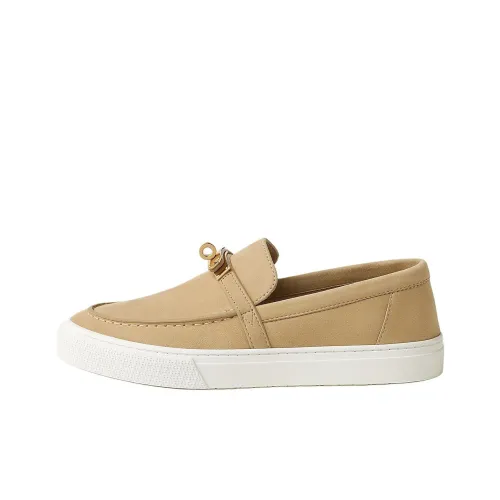 HERMES Game Loafers Women's Beige Yellow