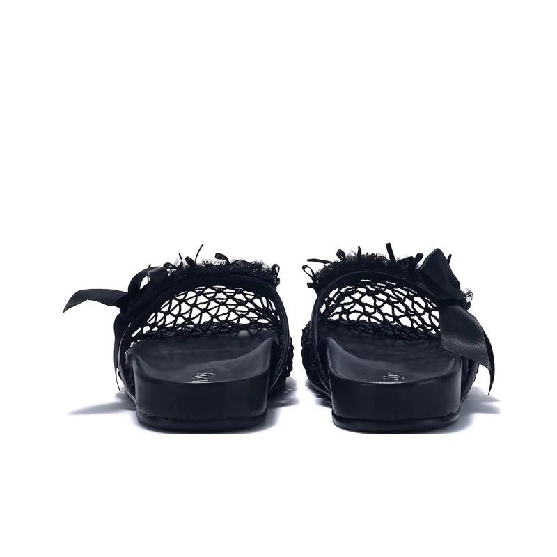 BELLALILY Rubber Sole Woven Slip Resistant Wrap toe Slippers Women's-9