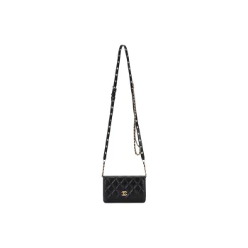 CHANEL Sheepskin Wallet, Crossbody Bag Regular Women's Black