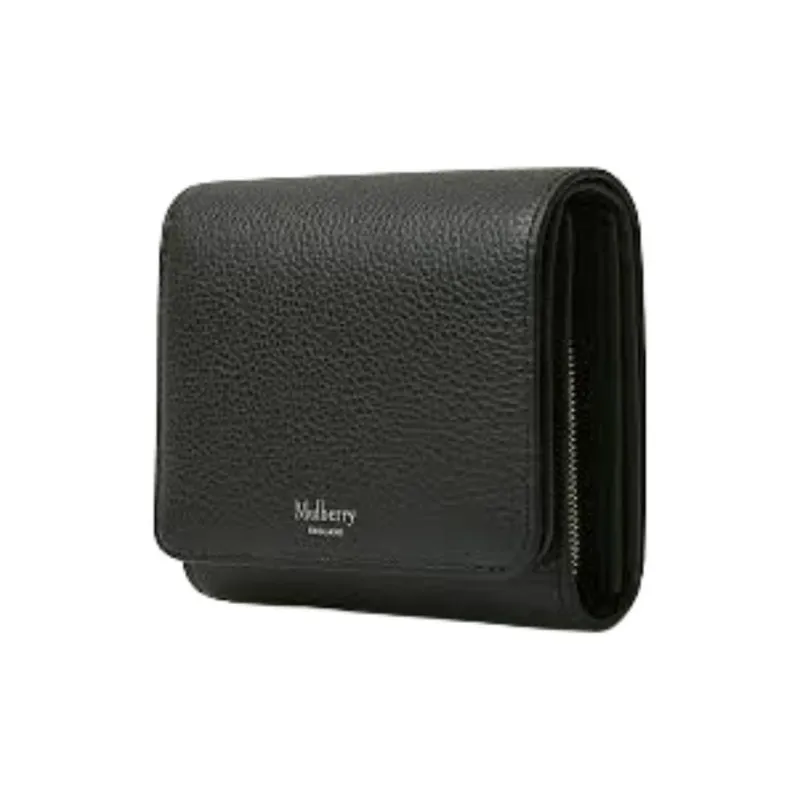Mulberry Cow Leather Wallet Small Size Women's Black-1