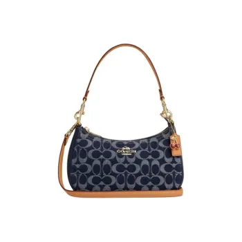 COACH Teri Fabric Shoulder Bag Women's Denim Blue