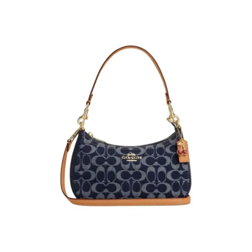COACH Teri Fabric Shoulder Bag Women
s Denim Blue