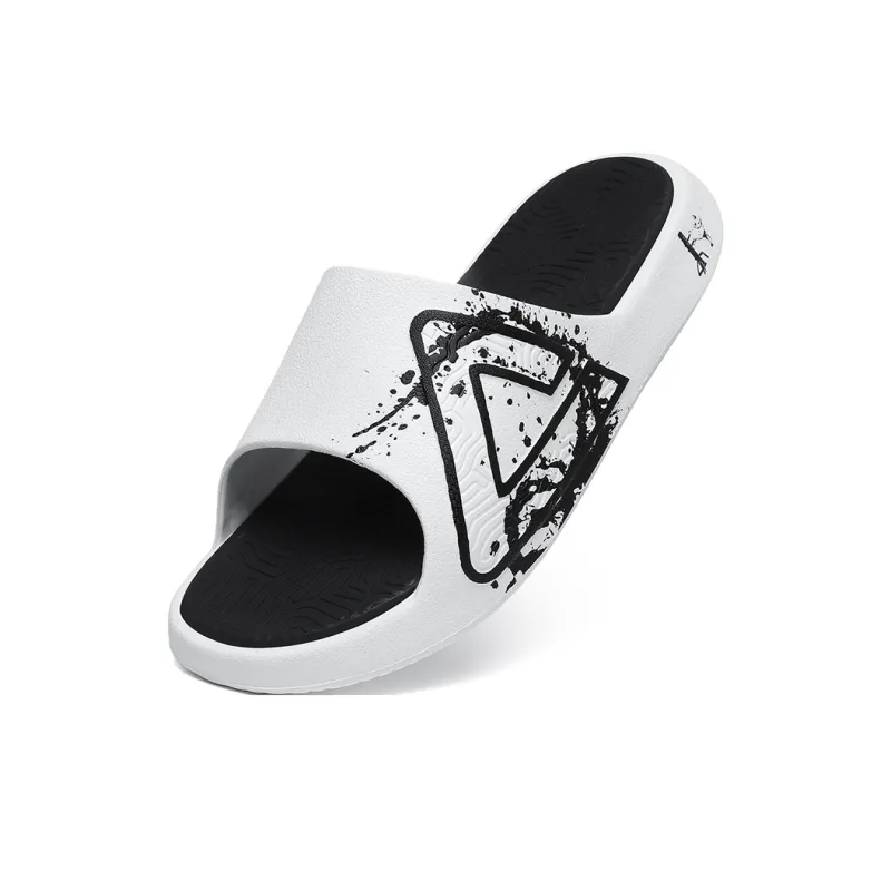 PEAK Attitude 7.0 Slip Resistant Abrasion Resistant Cushioning Slide Slippers Unisex White Black-3
