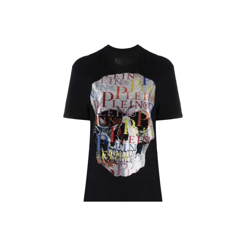 PHILIPP PLEIN Rhinestone skull T shirt Dress-4