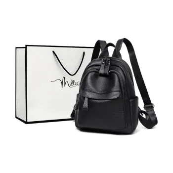 MILLIE'S Cow Leather Backpack Regular Women's Black