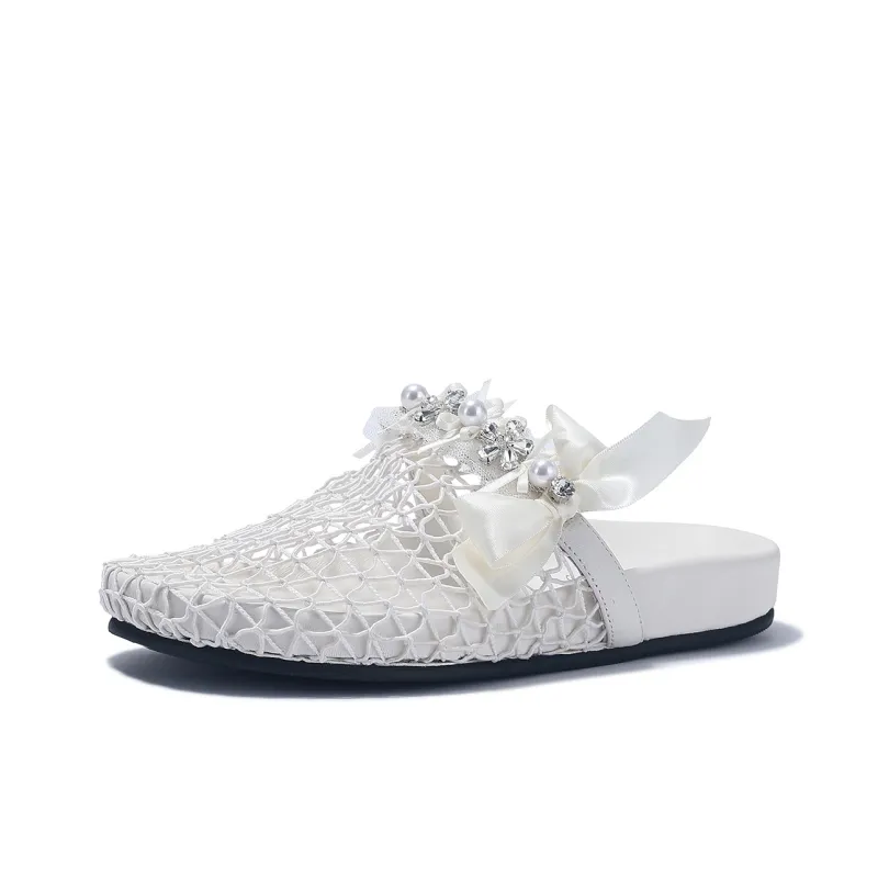 BELLALILY Rubber Sole Woven Slip Resistant Wrap toe Slippers Women's-1