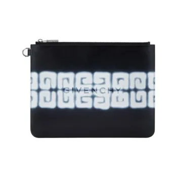 Givenchy Chito Collaboration 4G Smooth Calf Leather Zip Closure Clutch Men's Black
