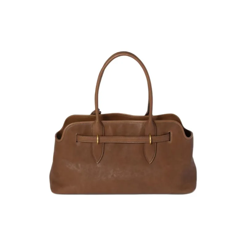 MIU MIU Lambskin Handbag Large Size Unisex Brown-2