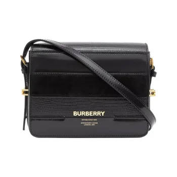 Burberry Cow Leather Crossbody Backpack Shoulder Bag Small Size Women's Black